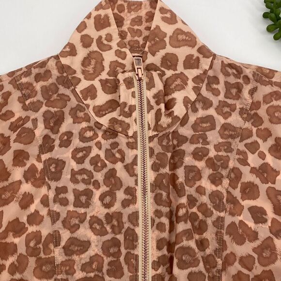 GOOD AMERICAN DESERT LEOPARD LIGHTWEIGHT QUARTER ZIP SHEER PULLOVER JACKET SMALL - Picture 3 of 14